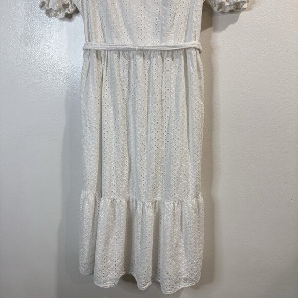 Draper James RSVP Dress L White Eyelet Lace Midi Square Coquette Cottage - Picture 4 of 11